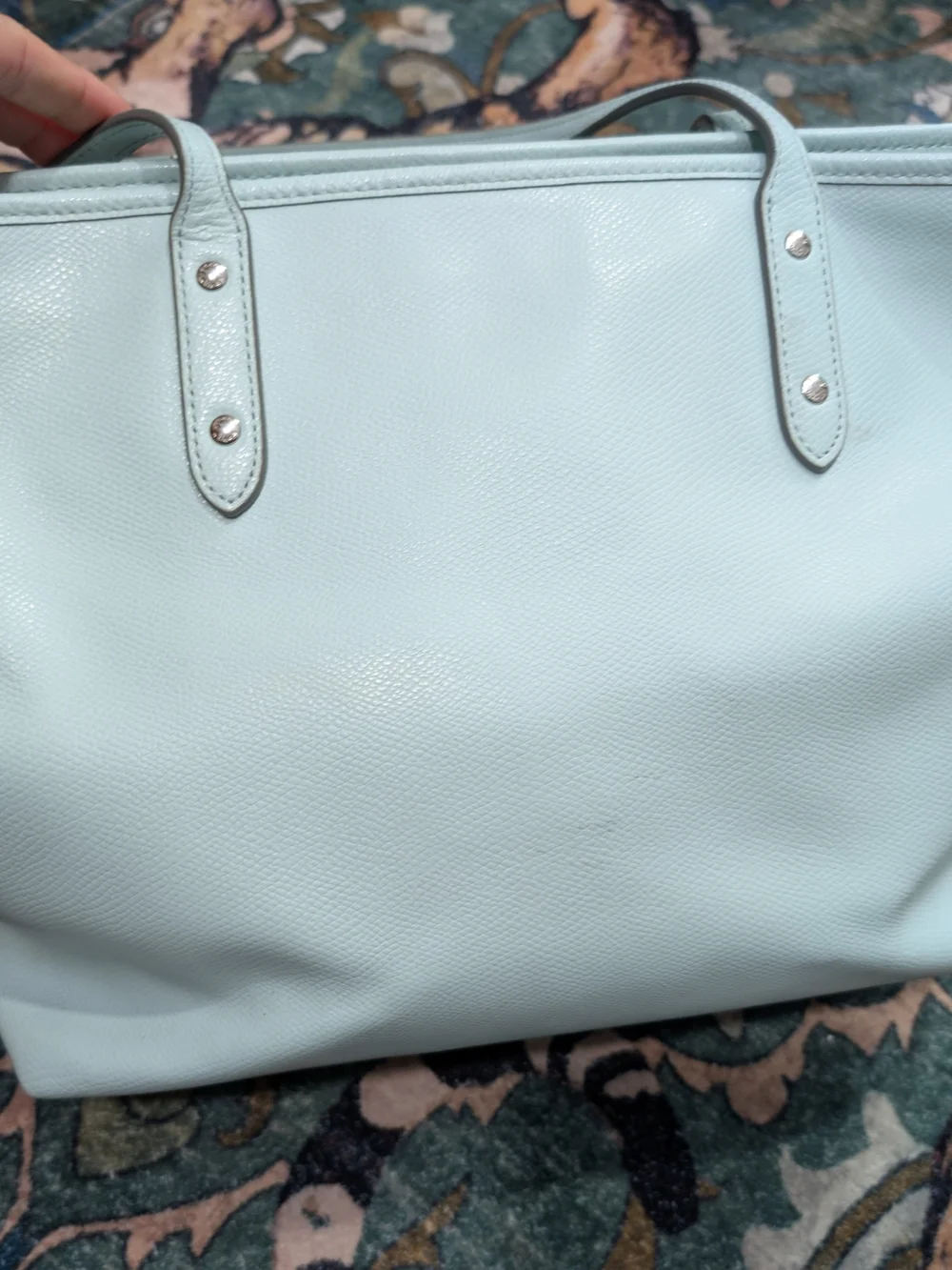 COACH Women's Light Mint Leather Tote with Wristlet